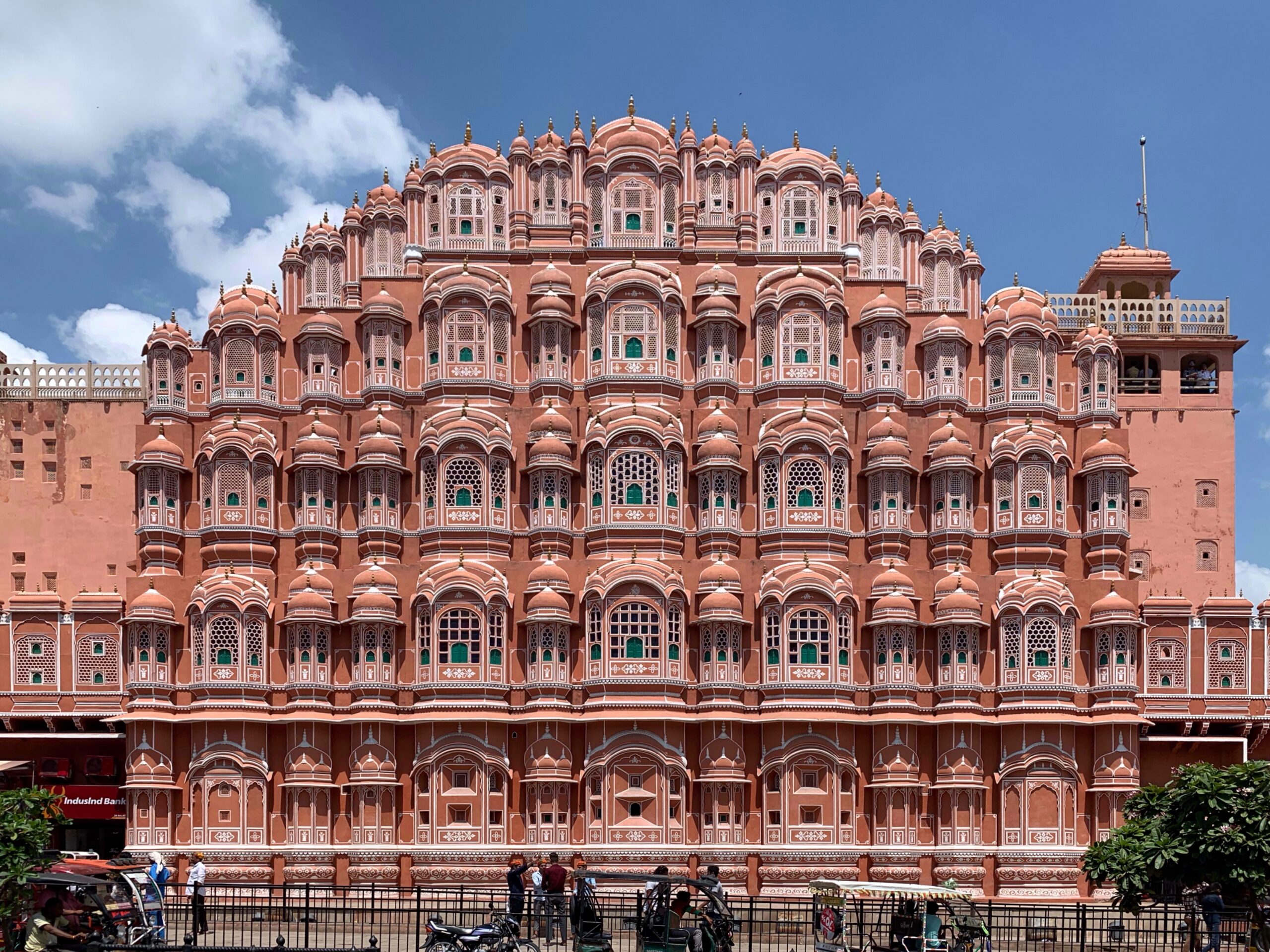 Close-up of the intricate latticework windows of Hawa Mahal, allowing airflow and privacy for royal women.